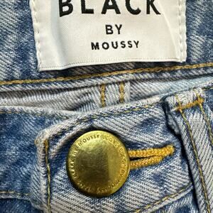Black by Moussy Straight Leg Denim high rise raw hem Size 23 light wash thrashed